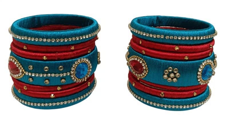 Silk Thread Bangles For Women (Multicolour)