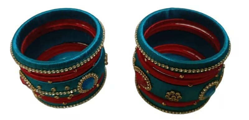 Silk Thread Bangles For Women (Multicolour) view 3