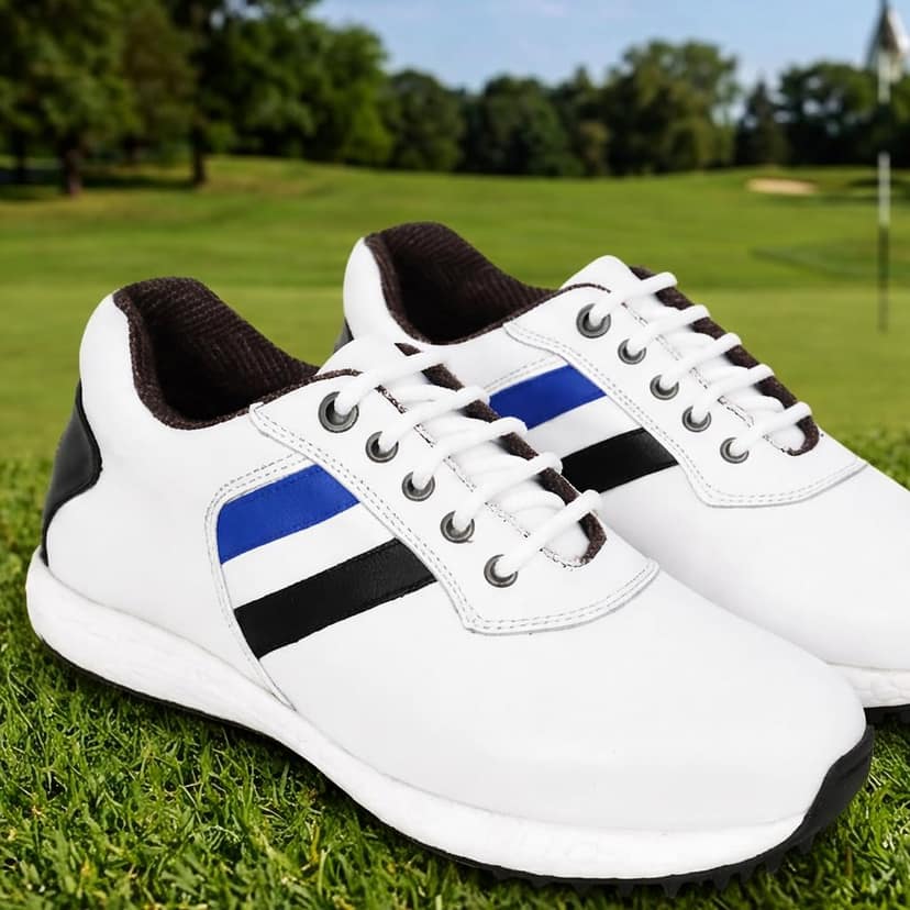HITCARO Men Genuine Leather Lace-up Professional 100% Waterproof Premium Gold Golf Shoes view 2