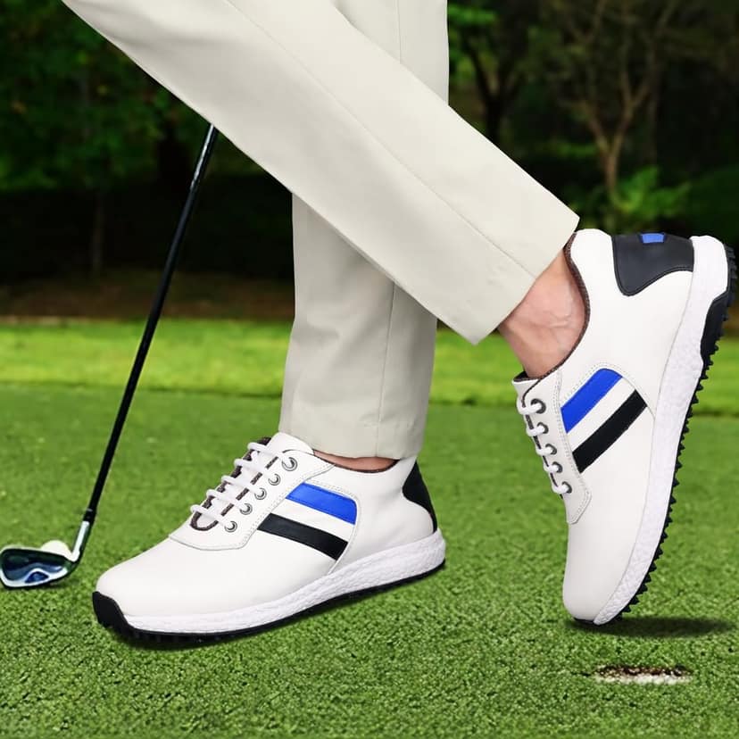 HITCARO Men Genuine Leather Lace-up Professional 100% Waterproof Premium Gold Golf Shoes view 4