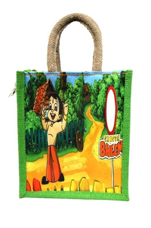 Chota Bheem Kids Jute Lunch Bag Eco-Friendly Cartoon Carry Bag
