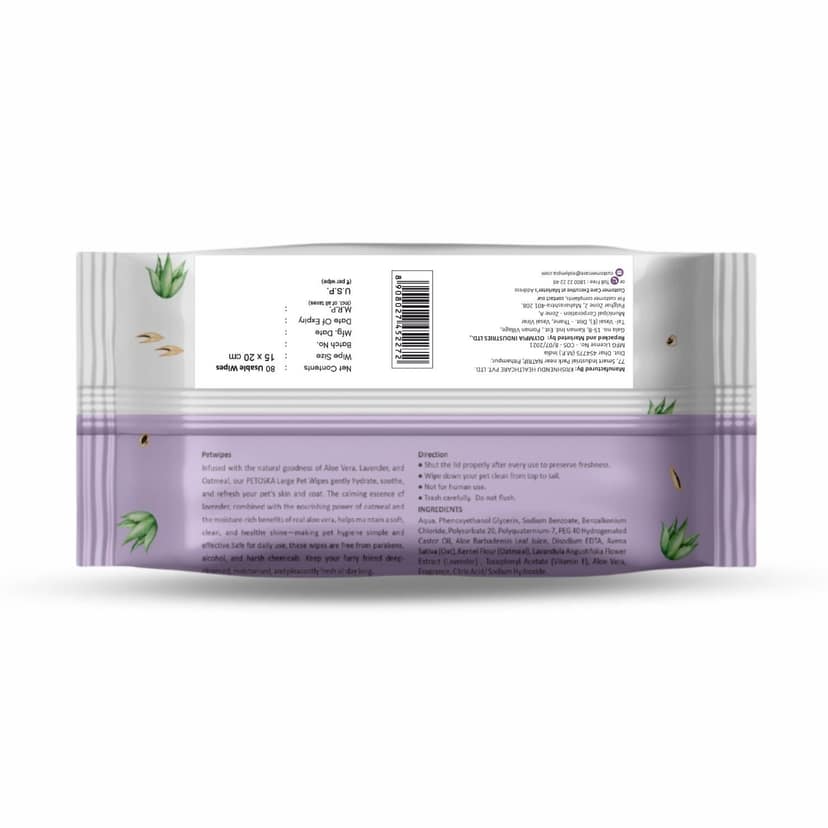 Petoska Wet Wipes - 80 Wipes, 15 x 20 cm view 2