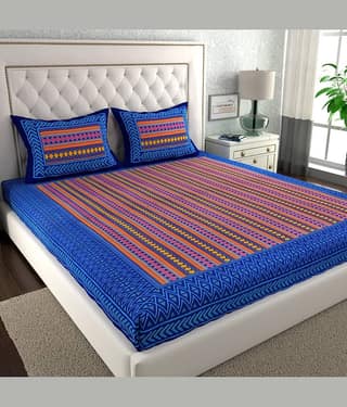ABHACLOTHO Cotton 1 Double Bedsheet with 2 Pillow Covers ( Multicolor )