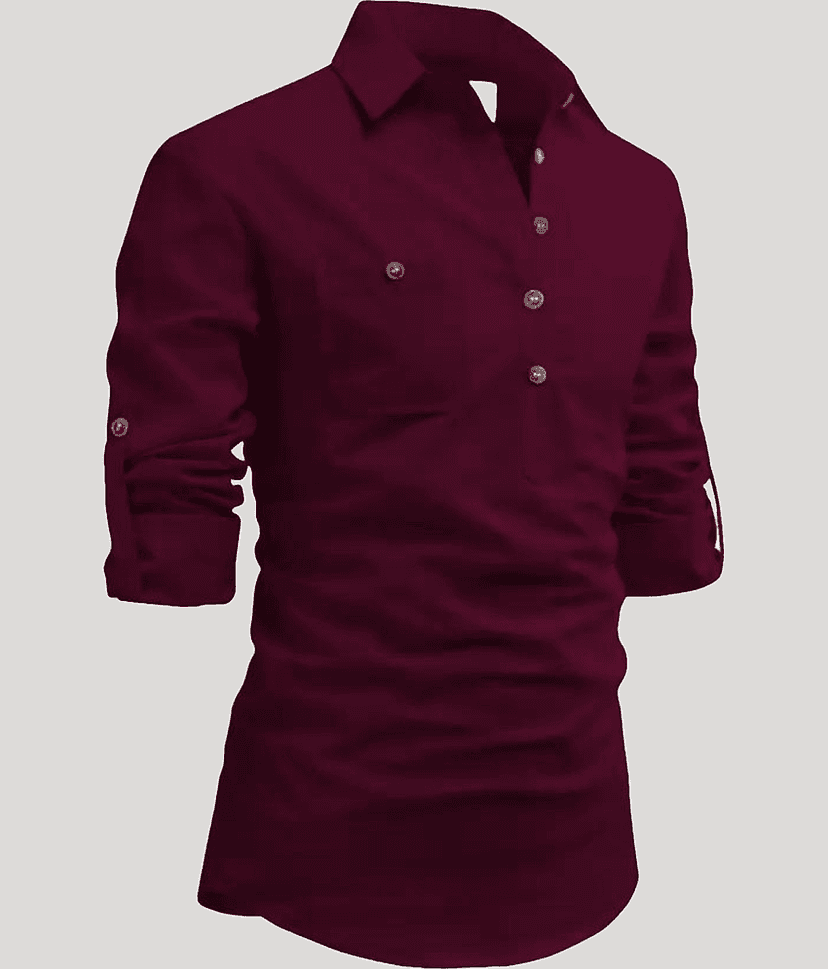 Life Roads Beige Cotton Men's Shirt Style Kurta ( Pack of 1 ) view 2