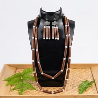 Tribal Wooden Bead Jewelry Set