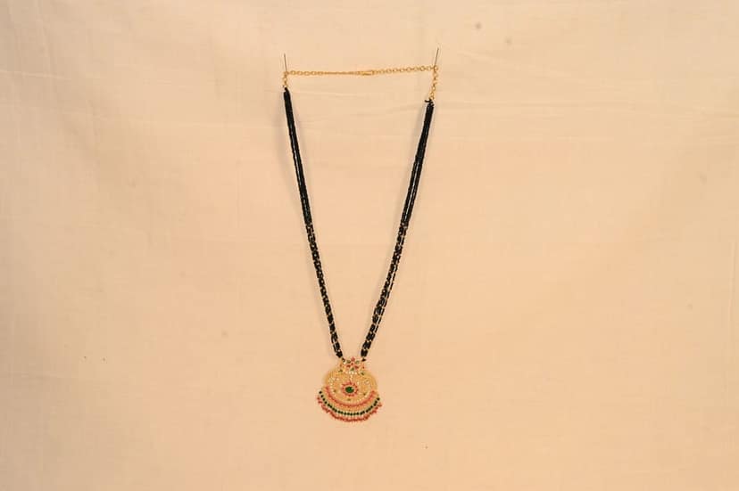 22K Gold Mangalsutra with Black Beads