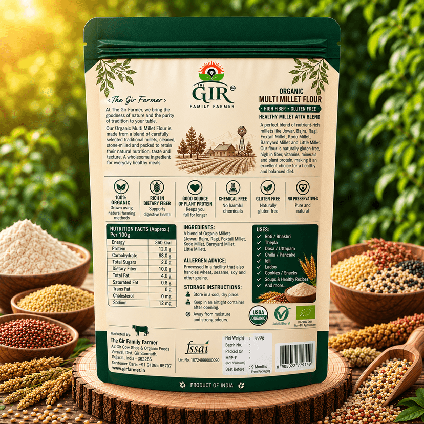Organic Multi Millet Flour | High Fiber Gluten Free Healthy Millet Atta Blend view 2