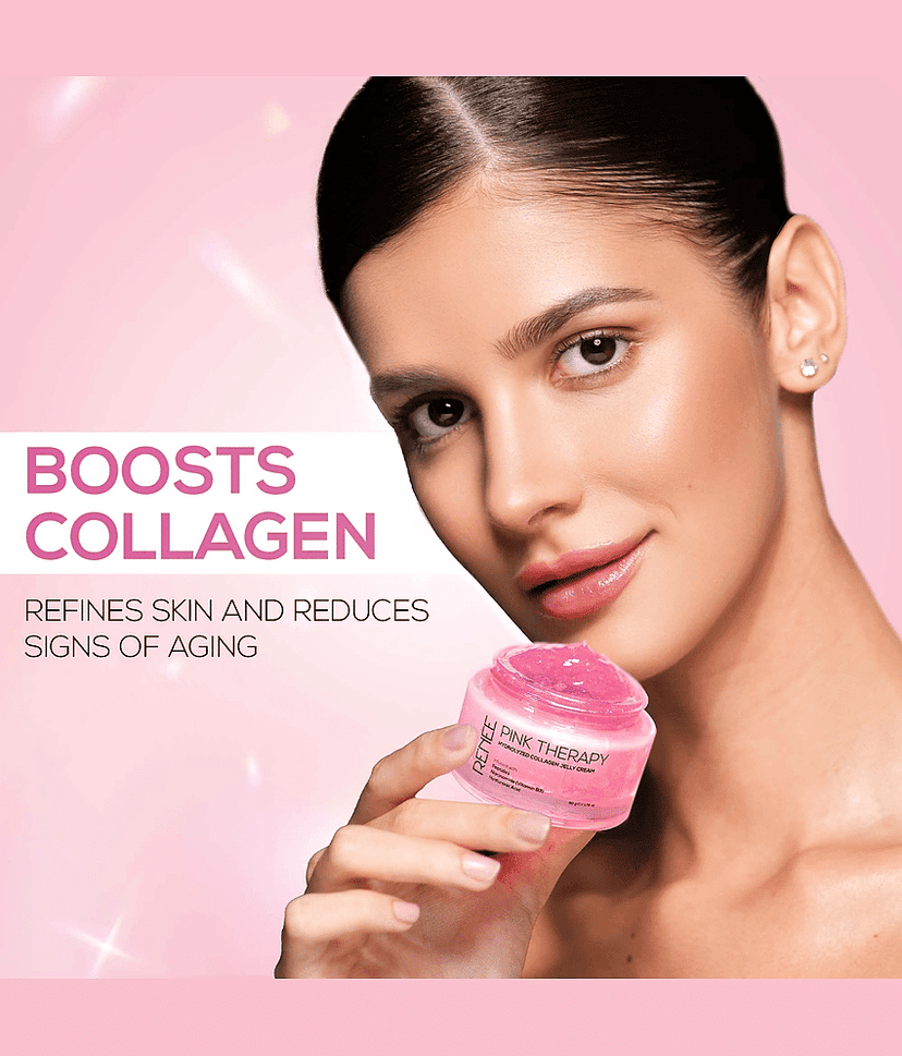 RENEE Pink Therapy Collagen Overnight Sleep Jelly Mask, Hydrates, Repairs & Plumps Skin, With Peptides, Niacinamide & Hydrolyzed Collagen, 50g view 2