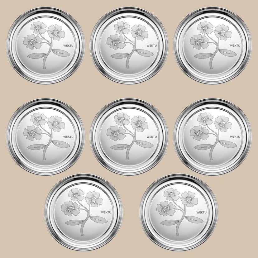 WEKTU Stainless Steel Rajbhog Gol Dinner Plate with Laser Floral Print (29 cm Diameter) – Premium Heavy Gauge Mirror Finish Round Thali for Lunch & Dinner | Food Grade, Durable & Rust Proof