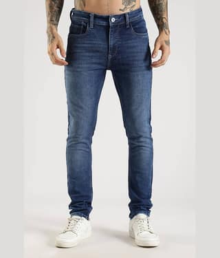 Cool Colors Skinny Fit Clean Look Men's Jeans - Mid Blue ( Pack of 1 )