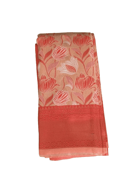 Peach Pure Handloom Tissue Silk Saree With Blouse