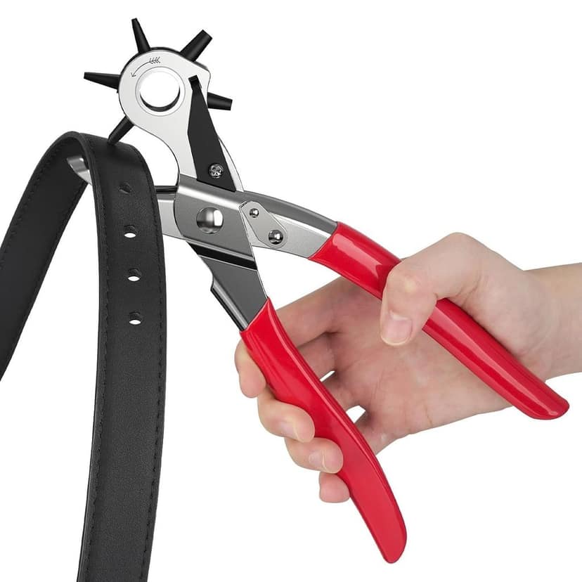 Leather Belt Hole Punch Plier for Belt, Watchband, Dog Collars, Fabric, Craft, Watch Bands, Bags Holes 6 Size Multipurpose Leather Round Hole Punching Machine Hand Tool