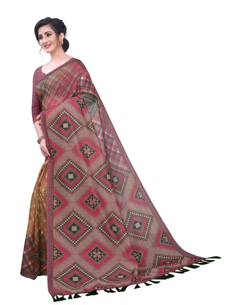 Silk Zone Women's Cotton Blend Digital Printed Saree With Unstitched Blouse Piece view 3