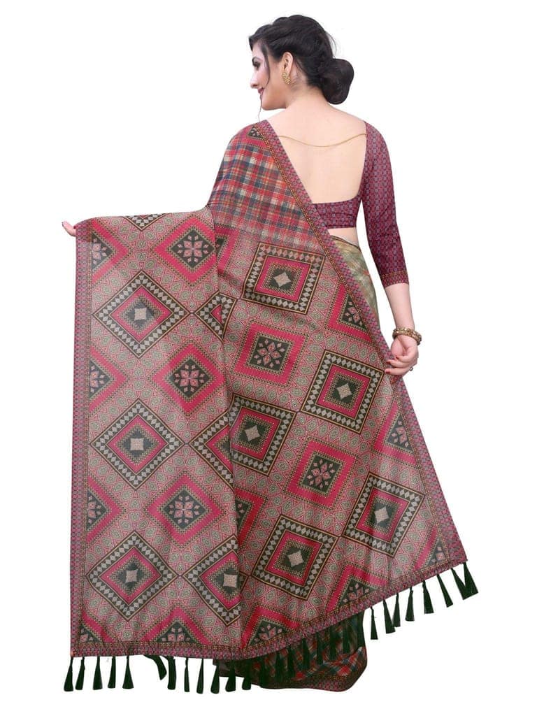 Silk Zone Women's Cotton Blend Digital Printed Saree With Unstitched Blouse Piece view 4
