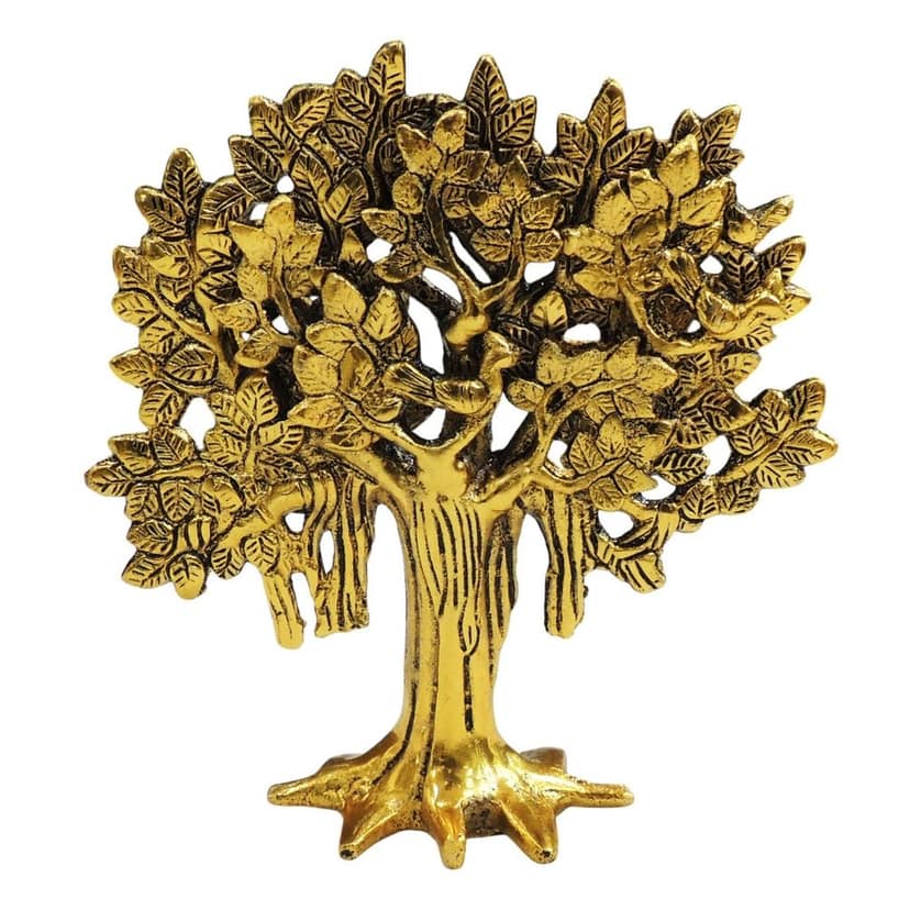 Aluminium Kalpavriksha Tree Statue | Vastu Home Decor, Height : 8 Inch (ASMAS534 G) view 2