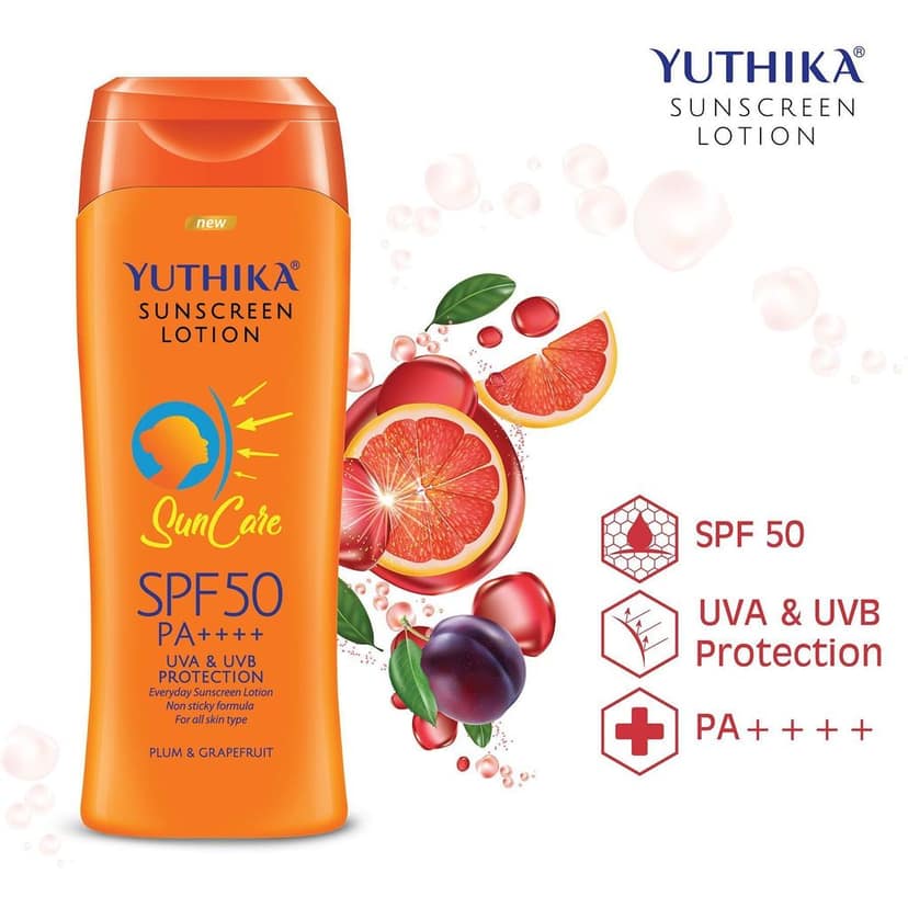 Yuthika Sunscreen Lotion SPF 50 PA++++ with UVA & UVB Protection, Sun Cream for All Skin Types - 100ml view 4