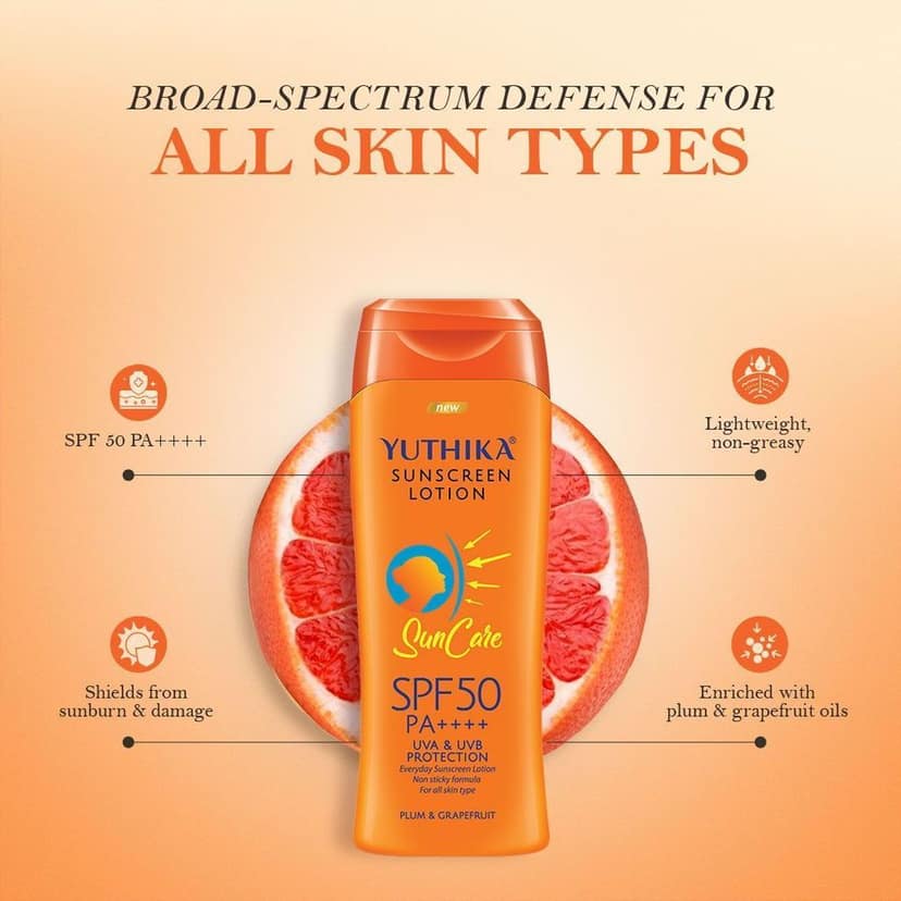 Yuthika Sunscreen Lotion SPF 50 PA++++ with UVA & UVB Protection, Sun Cream for All Skin Types - 100ml view 6