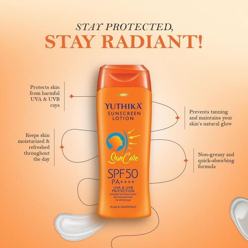 Yuthika Sunscreen Lotion SPF 50 PA++++ with UVA & UVB Protection, Sun Cream for All Skin Types - 100ml view 7