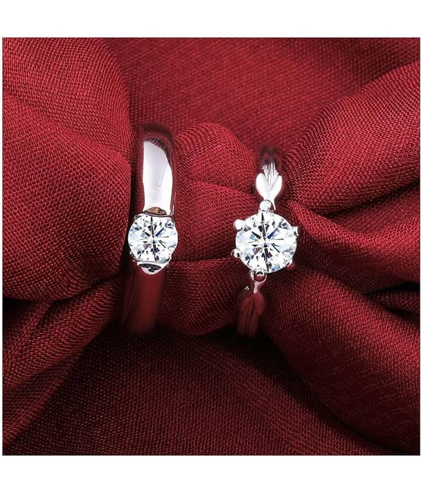 Silverplated mesmarising Solitaire His and Her Adjustable proposal couple ring For Men And Women Jewellery view 2