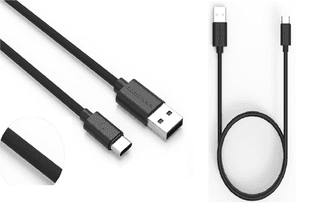 Twance 1 Meter PVC and Braided Type C to USB Fast charging and data transfer Cable, Black Color (Pack of 2)