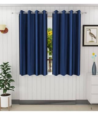 Panipat Textile Hub Solid Semi-Transparent Eyelet Door Curtain 7 ft Pack of 2 -Cream