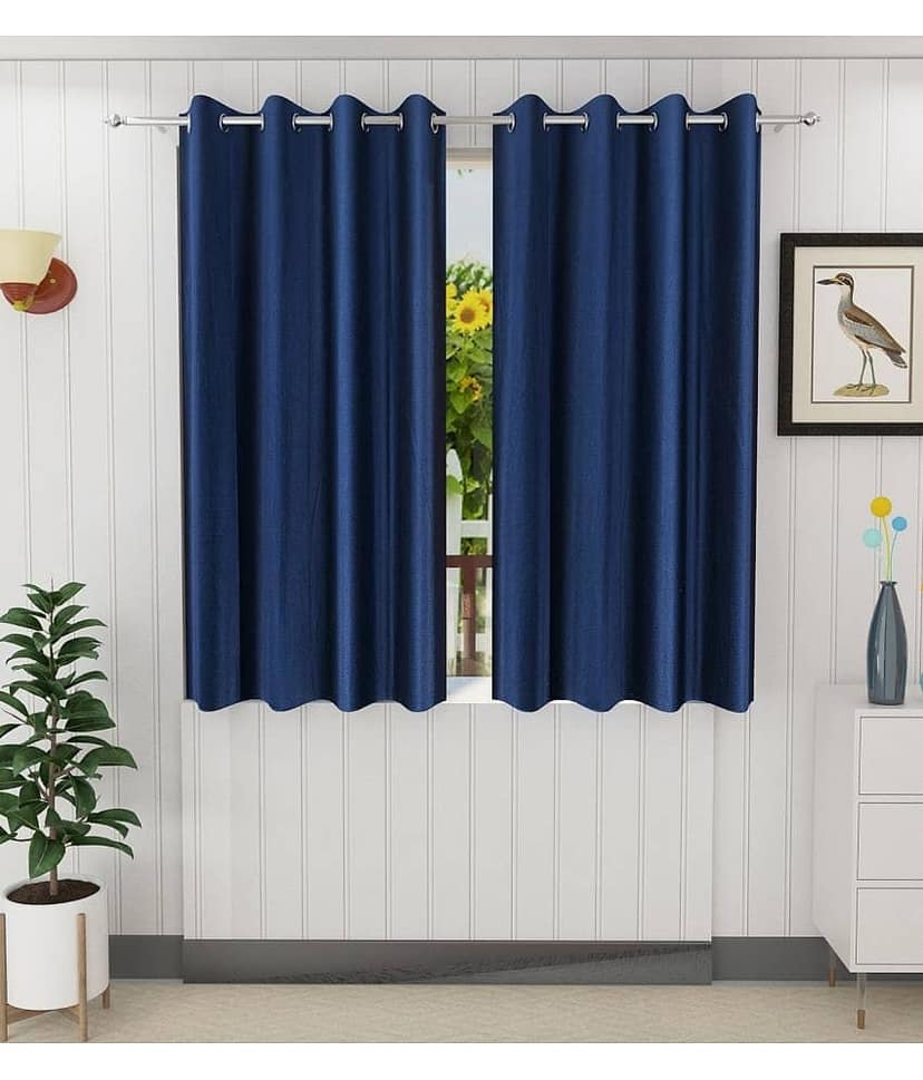 Panipat Textile Hub Solid Semi-Transparent Eyelet Door Curtain 7 ft Pack of 2 -Cream
