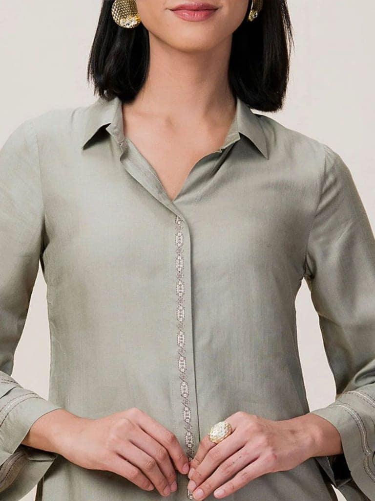 English Shirt Style Kurta Set view 2