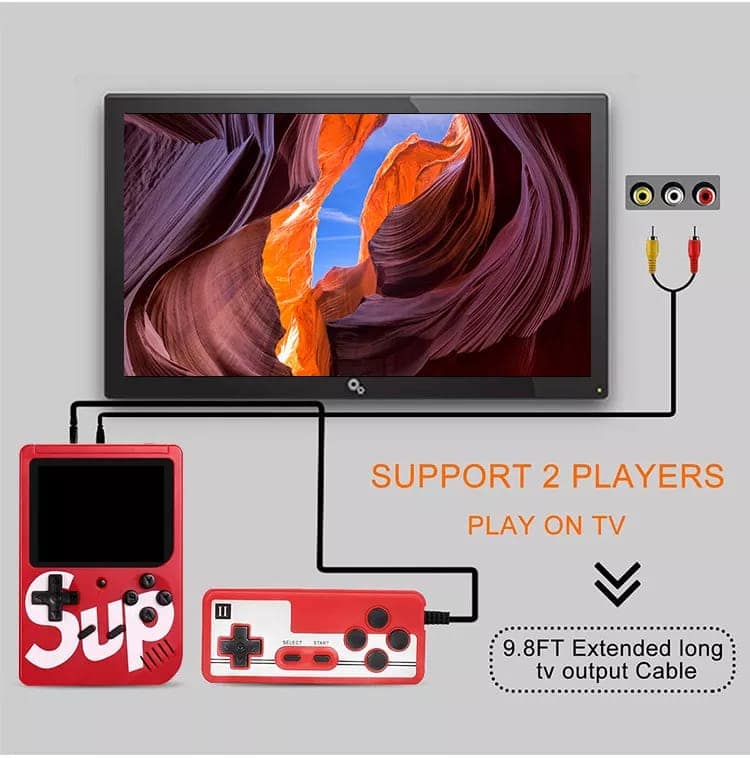 AUSHA Handheld Retro Game Console with 400 Classic Games | 3” Screen, TV Output, Dual Player Support view 3
