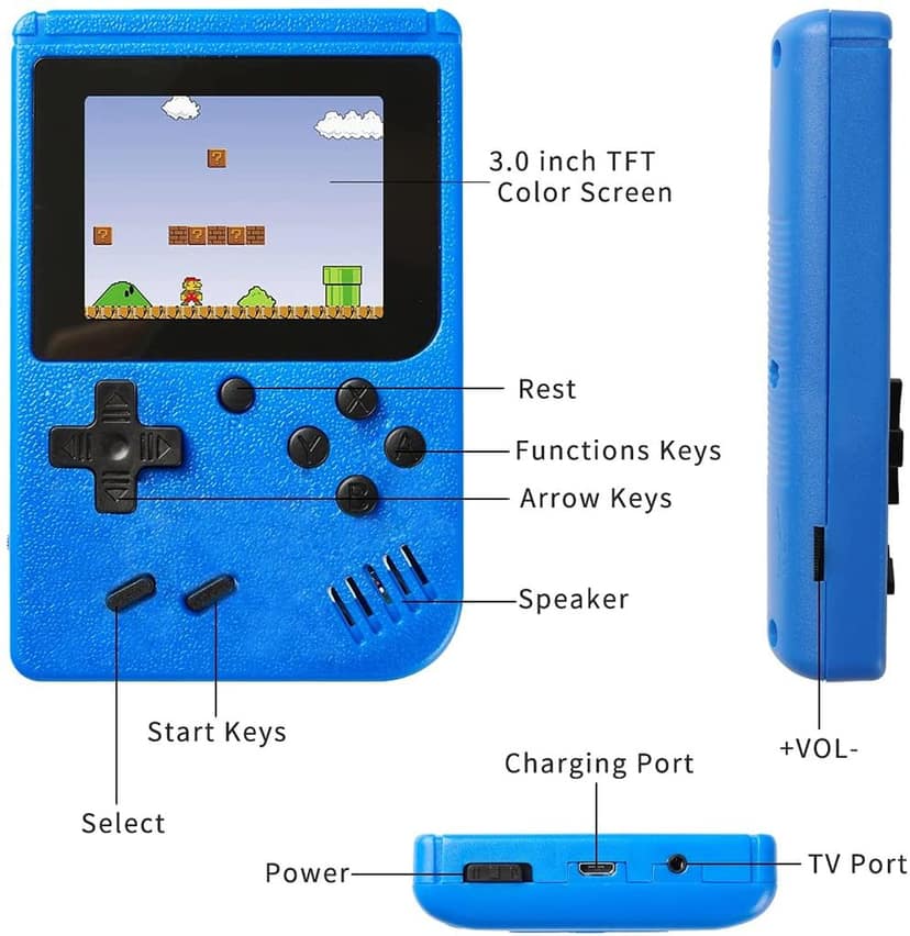 AUSHA Handheld Retro Game Console with 400 Classic Games | 3” Screen, TV Output, Dual Player Support view 8