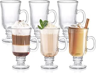 Irish Glass Tea & Coffee Tall Mug, 250 ML, Set of 2, Hot Chocolate Mugs with Handle,Fancy Mug for Espresso, Latte, Cappuccino, Hot & Iced Drinks Perfect for Home, Office Ideal Man/Women