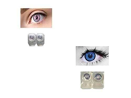Violet and Dark Blue MD Sparkle 2 Pairs of Monthly Color Contact Lens With Case, Lens Holder and 60 ML Solution