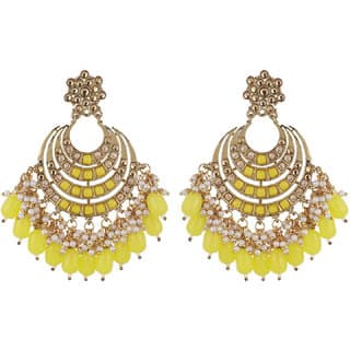 Chand Baali American Diamond Crystal Earrings Golden Yellow Brass Copper Earrings for Women's Fashion Jewelry