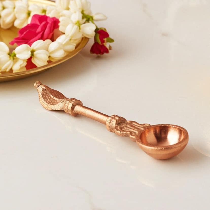 Copper Antique Achmani No. 0 ? Traditional Holy Water Vessel, Length : 4.4 Inch (ZMAS307 B) view 2