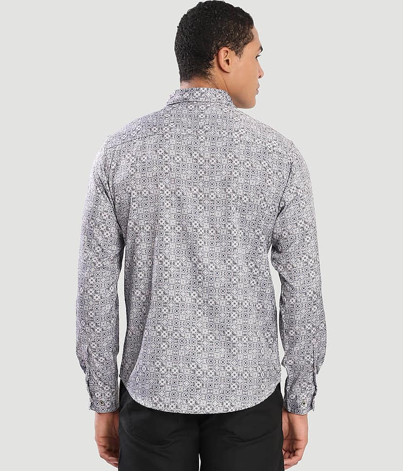 IVOC 100% Cotton Regular Fit Printed Full Sleeves Men's Casual Shirt - Light Grey ( Pack of 1 ) view 5