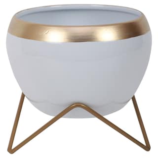 Apple Shape Metal Yellow & Gold Planter Set of 2