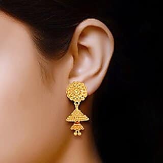Vivastri Top Trending Alloy Gold Plated Jhumki Earrings for Women & Girls [VIVA2435ERG] view 2