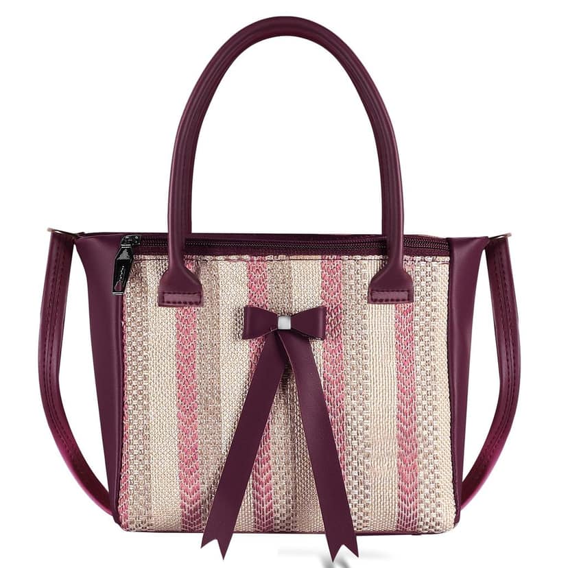 Purple Glamorous Faux Leather Handbag For Women And Girls HB23