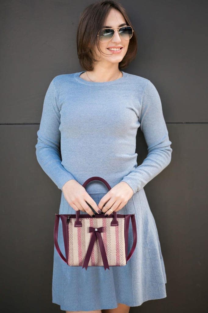 Purple Glamorous Faux Leather Handbag For Women And Girls HB23 view 5