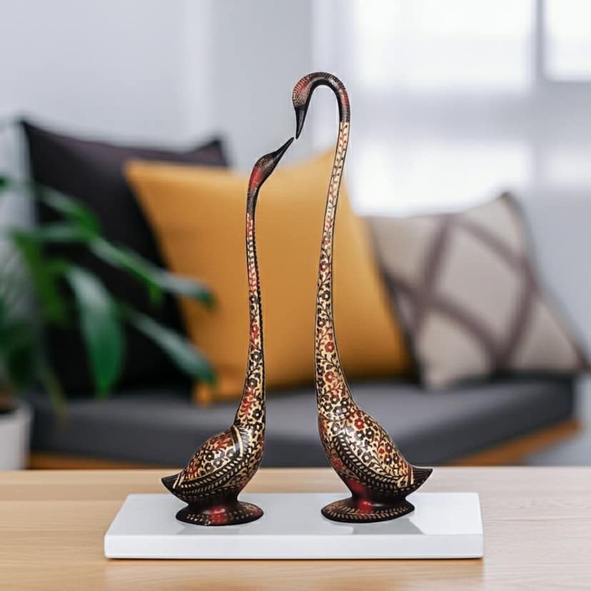 Red Colour Brass Duck Pair Medium Size Decorative Showpiece, Height : 31.8 Inch (ANMAS219 A)