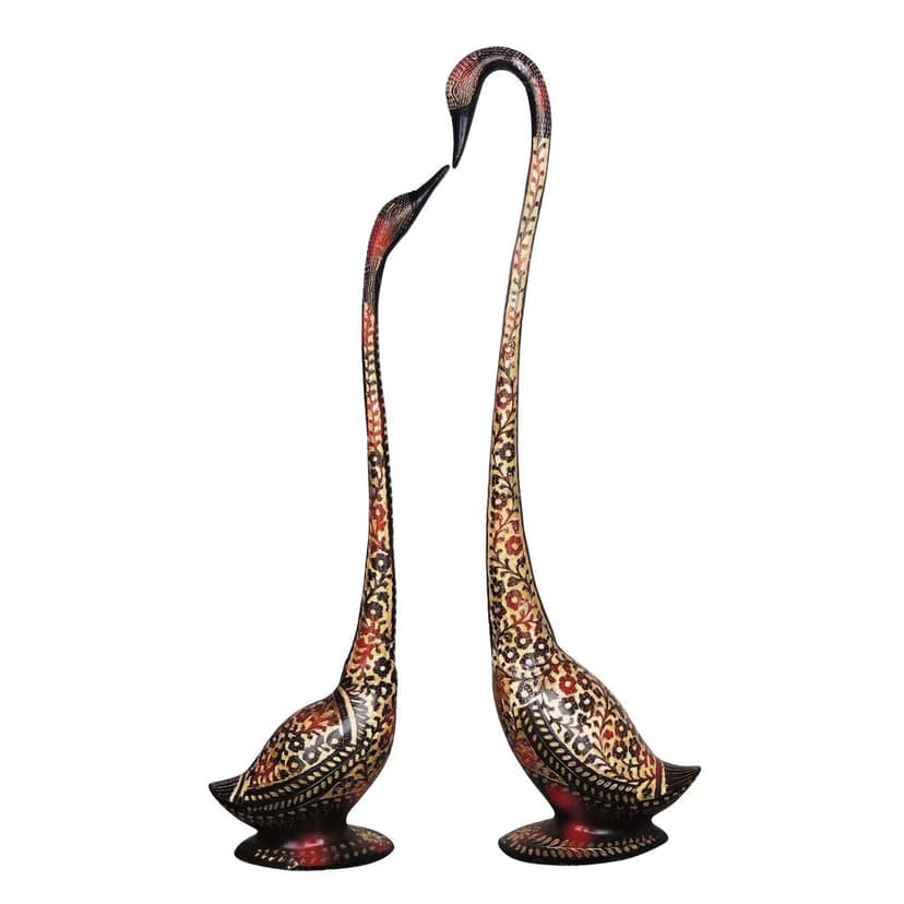 Red Colour Brass Duck Pair Medium Size Decorative Showpiece, Height : 31.8 Inch (ANMAS219 A) view 2
