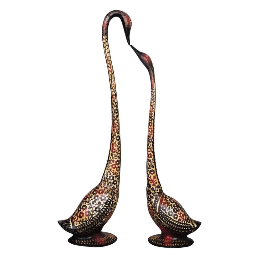 Red Colour Brass Duck Pair Medium Size Decorative Showpiece, Height : 31.8 Inch (ANMAS219 A) view 3