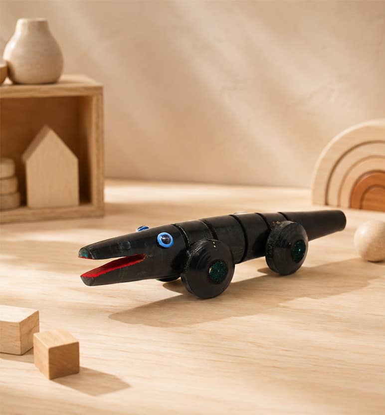 Handcrafted Lacquerware Wooden Crocodile Toy