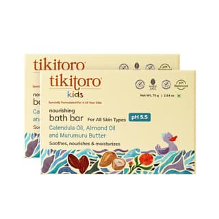 Tikitoro Kids Nourishing Bath Bar | Pediatrician Approved | Murumuru Butter Soap | Soothes, Nourishes and Moisturizes Skin | All Skin Types | Vegan | No Parabens & Sulphates (4-10 Years) (2 x 75g) Tikitoro Kids Nourishing Bath Bar | Pediatrician Approved