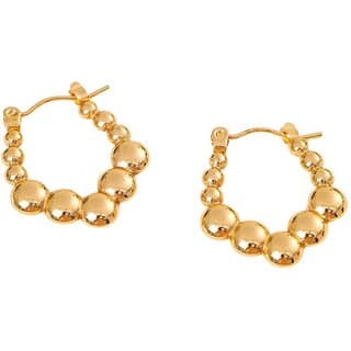 18k Gold Plated Hoop Earring (Textured Oval Hoop Earrings)