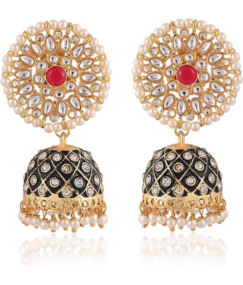 VIRAASI - Black Jhumki Earrings ( Pack of 1 )