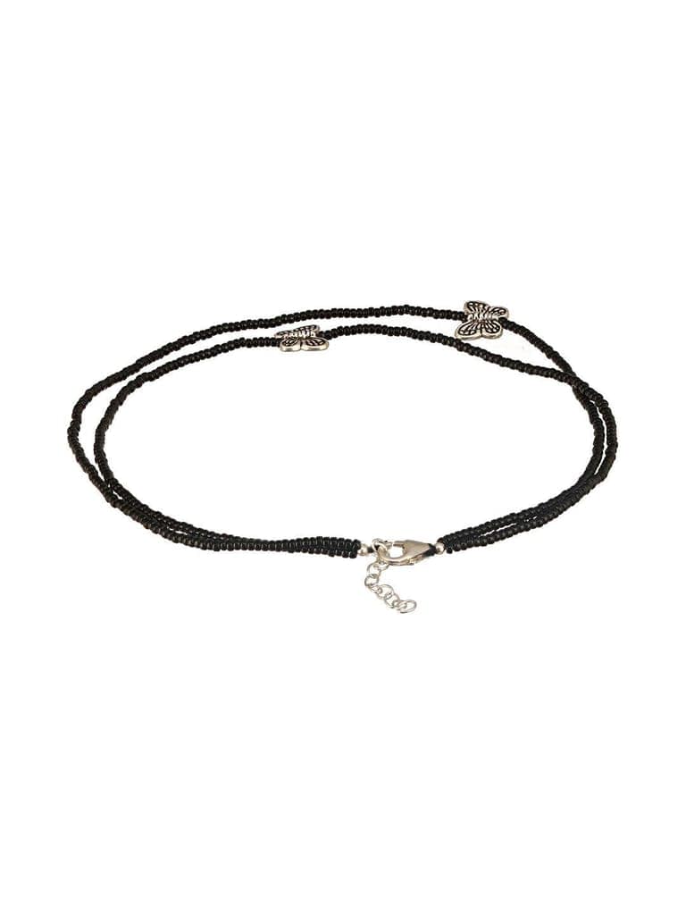 925 Sterling Silver Black Beads Butterfly Charms Payal Anklet view 10