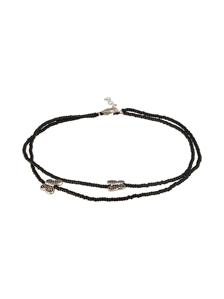 925 Sterling Silver Black Beads Butterfly Charms Payal Anklet view 8