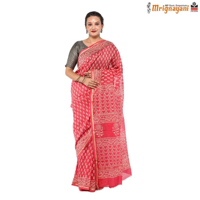 HANDLOOM CHANDERI SILK SAREE WITH BLOUSE (SKU - 1SCZ01250522, SAREE - 1281) view 2