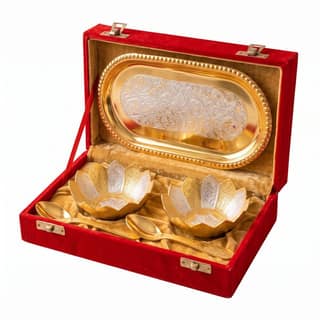 Premium Gold-Plated Lotus Dry Fruit Bowl Gift Set
