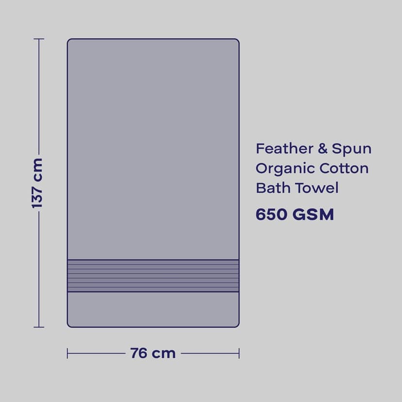 Feather & Spun Organic Cotton Bath Towel | Lavender Fragrance | GOTS Certified | Anti Microbial | Fade Resistant | Double Needle Stitch | 650 GSM | 76 cms x 137 cms view 7